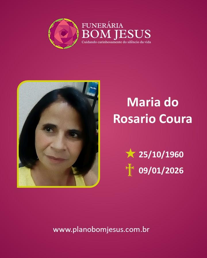 A Funerária Bom Jesus comunica o falecimento da Sra. MARIA DO ROSARIO COURA