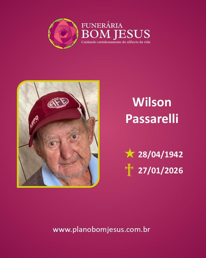 A Funerária Bom Jesus comunica o falecimento do Sr. WILSON PASSARELLI