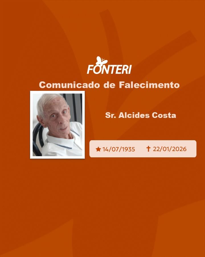 Comunicamos o falecimento do Sr. Alcides Costa.