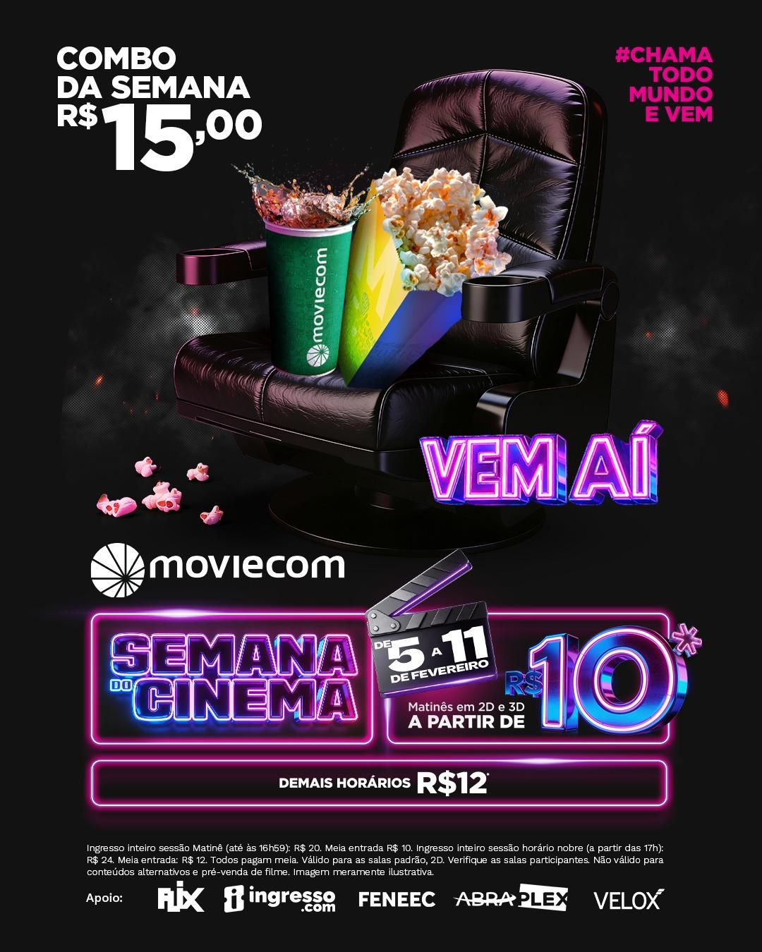 Moviecom Jaraguá promove Semana do cinema com ingressos a R$ 10