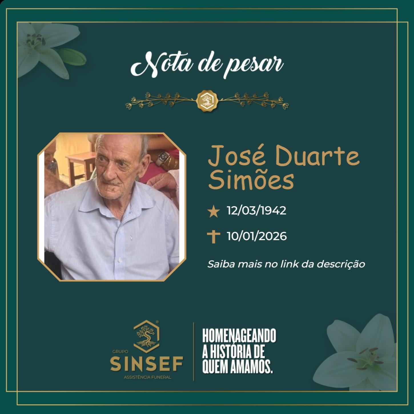  O Grupo Sinsef se despede do Sr. José Duarte Simões