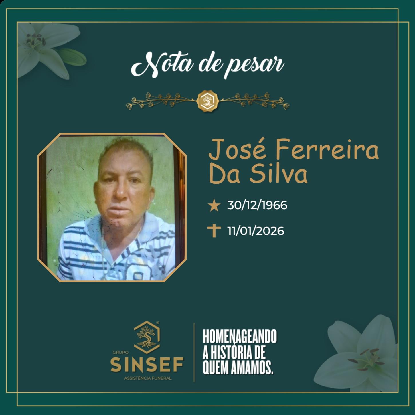 O Grupo Sinsef se despede do Sr. José Ferreira da Silva