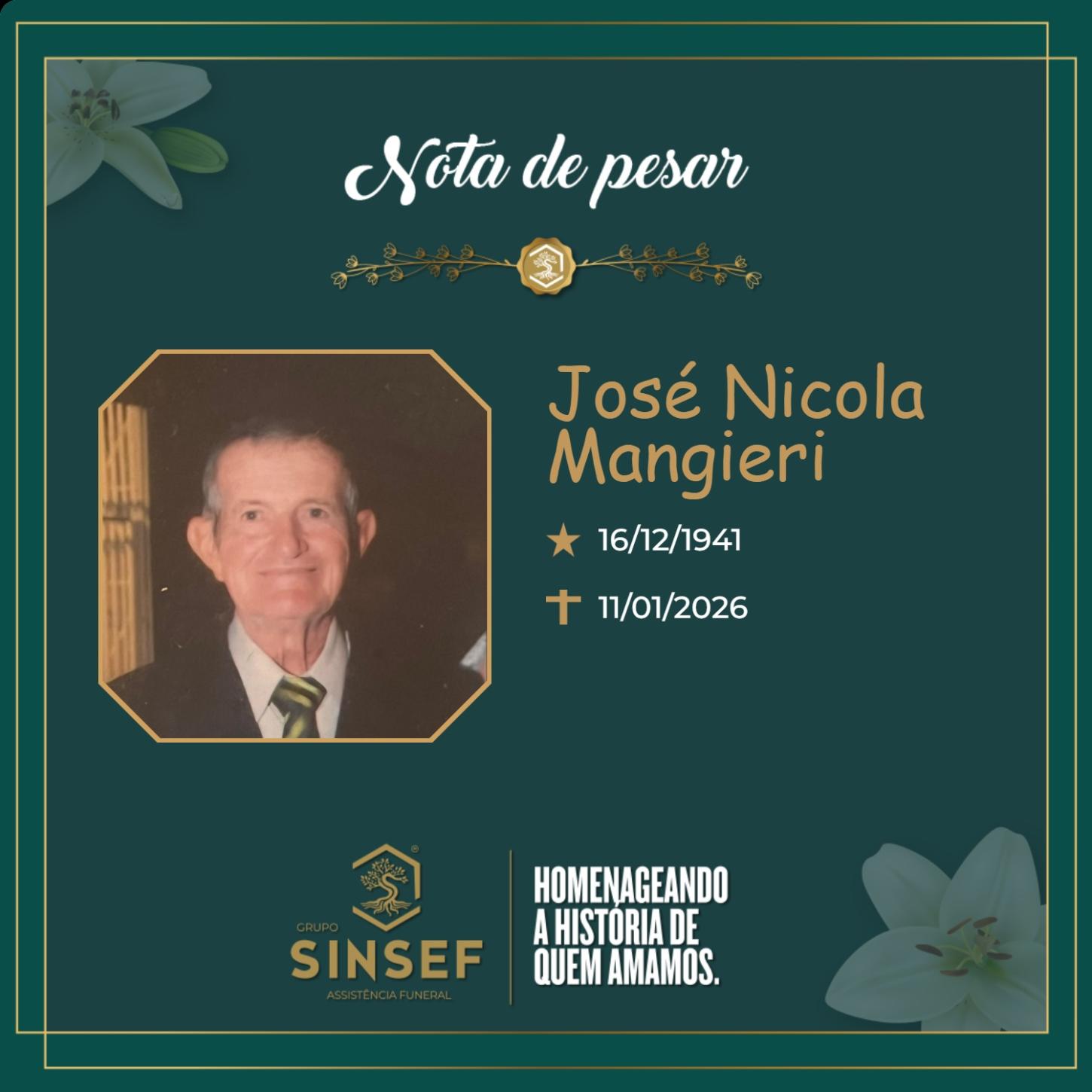O Grupo Sinsef se despede do Sr. José Nicola Mangieri 