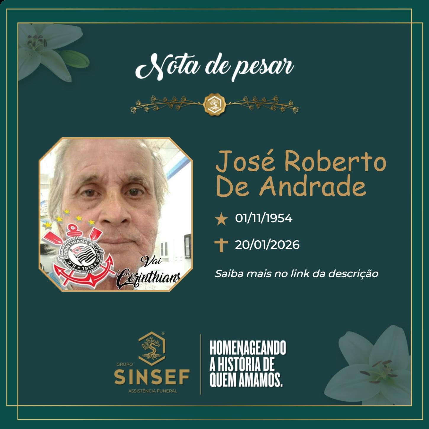 O Grupo Sinsef se despede do Sr. José Roberto de Andrade