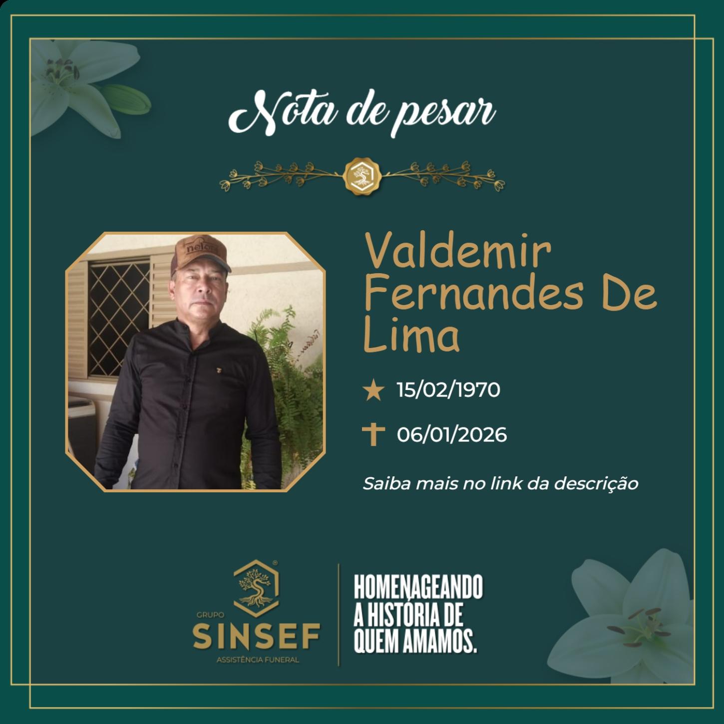 O Grupo Sinsef se despede do Sr.Valdemir Fernandes de Lima
