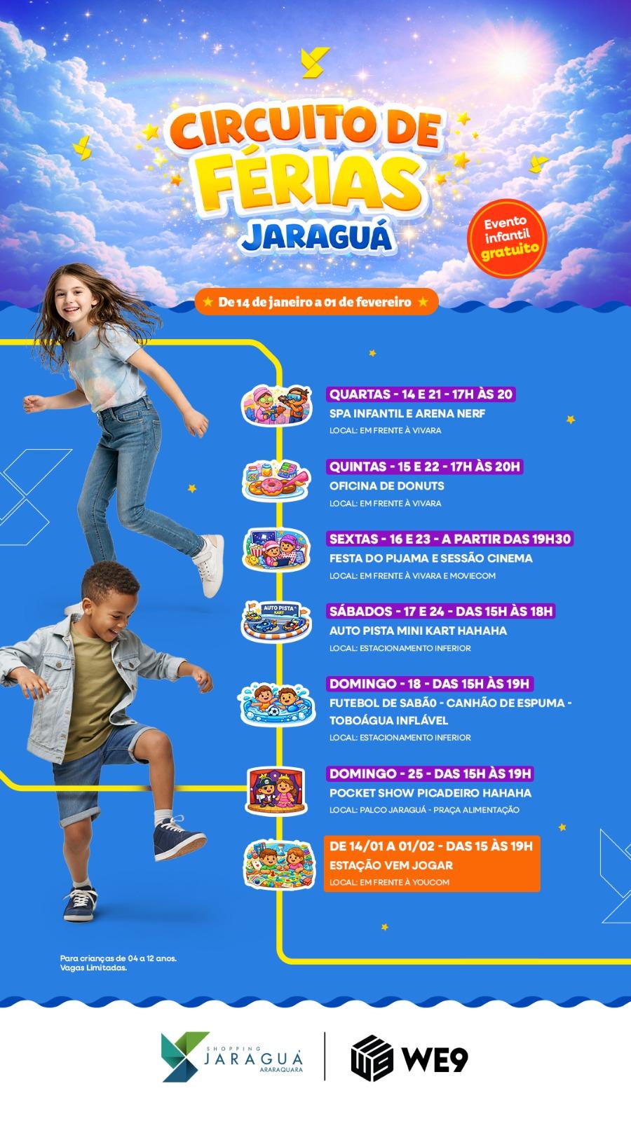 Shopping Jaraguá Araraquara promove Circuito de Férias com atrações gratuitas para crianças em janeiro