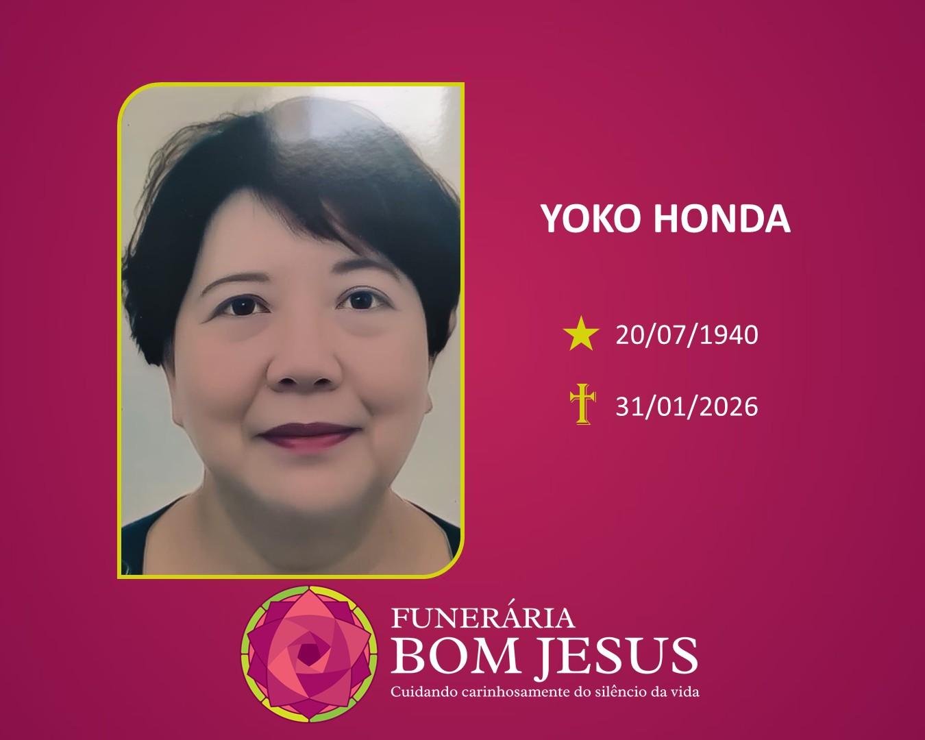 A Funerária Bom Jesus comunica o falecimento da Sra. YOKO HONDA