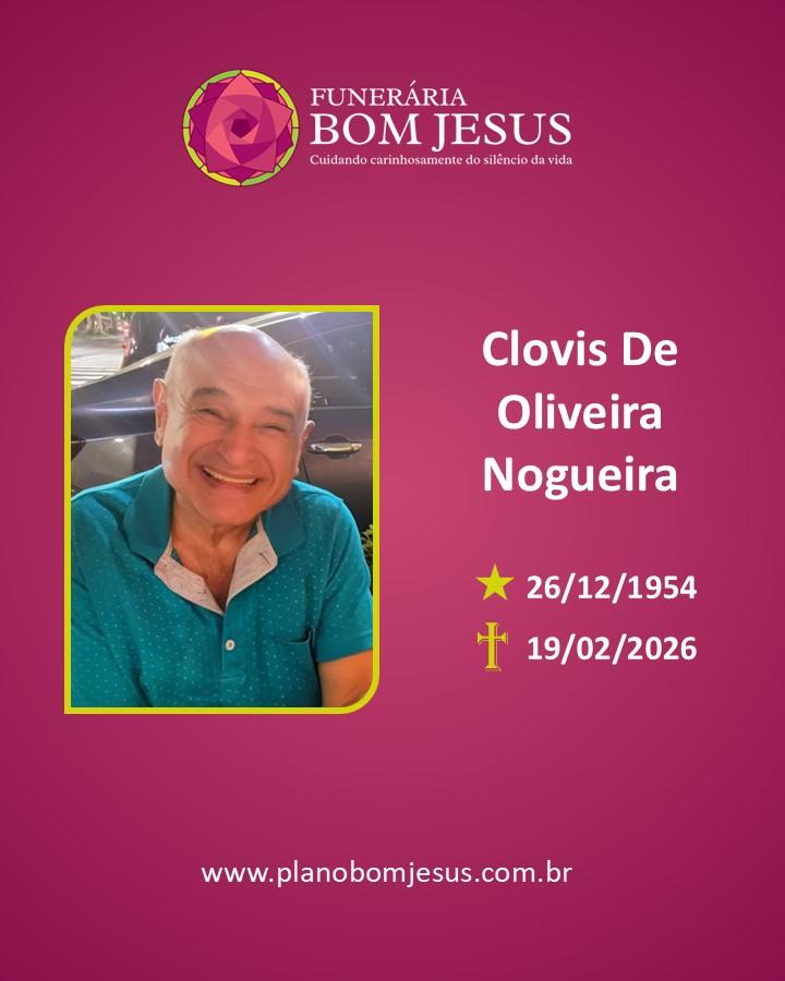 A Funerária Bom Jesus comunica o falecimento de Clovis De Oliveira Nogueira 