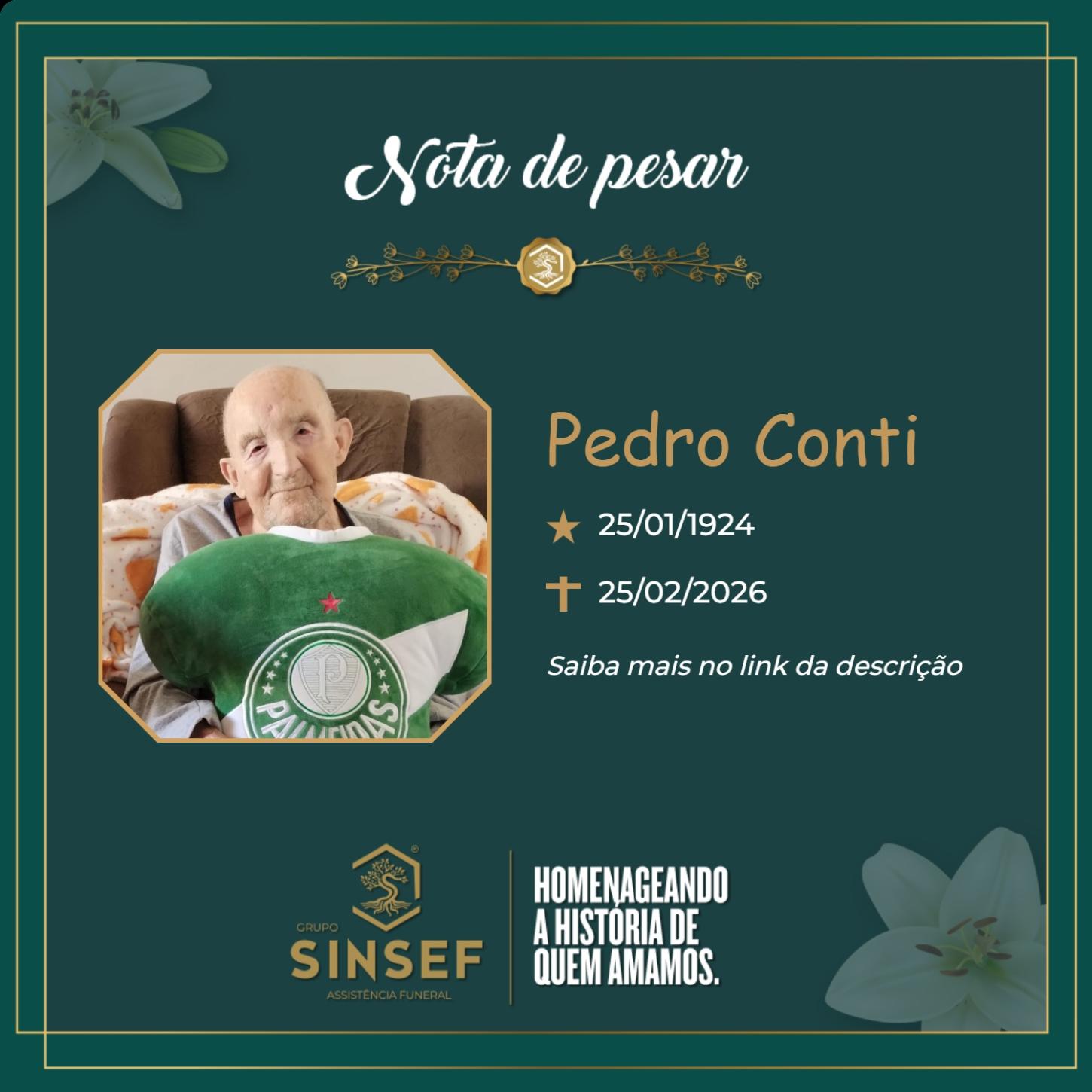 O Grupo Sinsef se despede do Sr. Pedro Conti