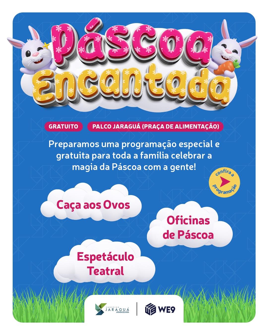 Caça aos Ovos, Oficinas Infantis e apresentação teatral transformam o Shopping Jaraguá Araraquara em cenário de aventura na Páscoa