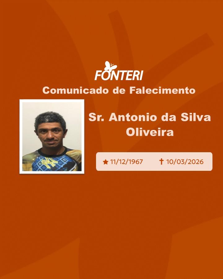 Comunicamos o falecimento do Sr. Antonio da Silva Oliveira 