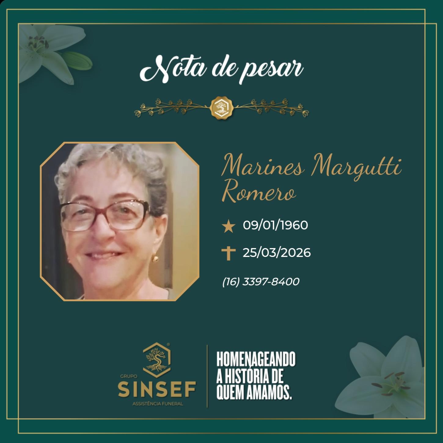 O Grupo Sinsef se despede da Sra. Marines Margutti Romero