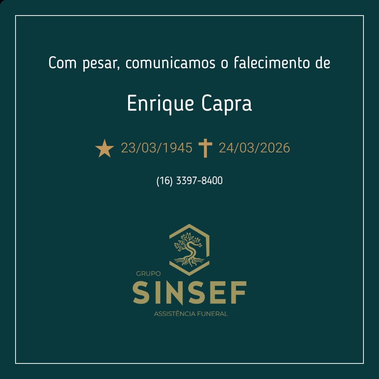 O Grupo Sinsef se despede do Sr. Enrique Capra 