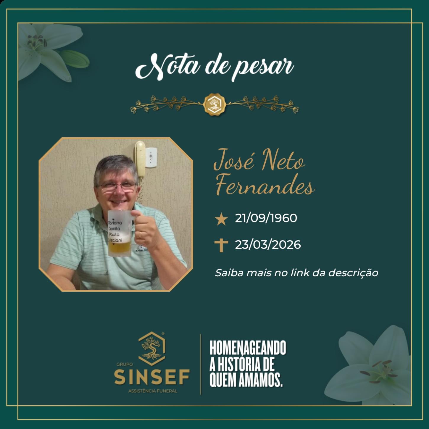 O Grupo Sinsef se despede do Sr. José Neto Fernandes 