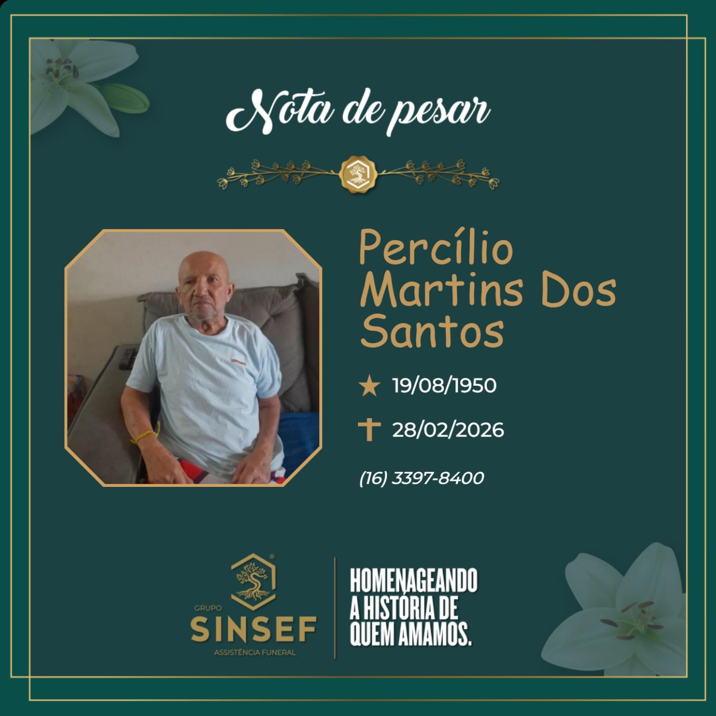 O Grupo Sinsef se despede do Sr. Percílio Martins dos Santos