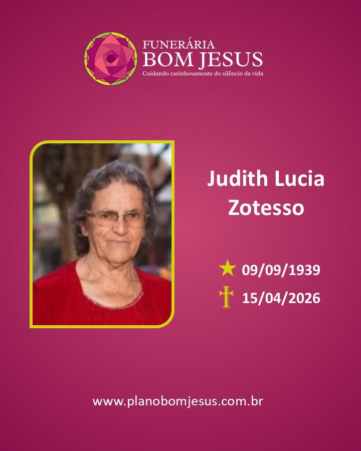 A Funerária Bom Jesus comunica o falecimento da Sra. Judith Lucia Zotesso.