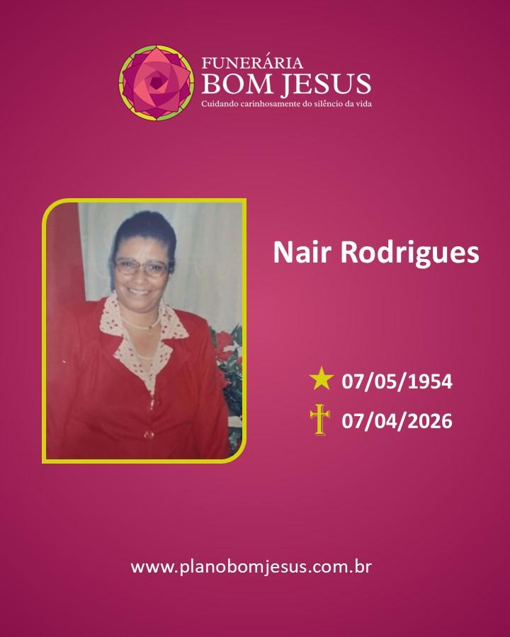 A Funerária Bom Jesus comunica o falecimento da Sra. Nair Rodrigues