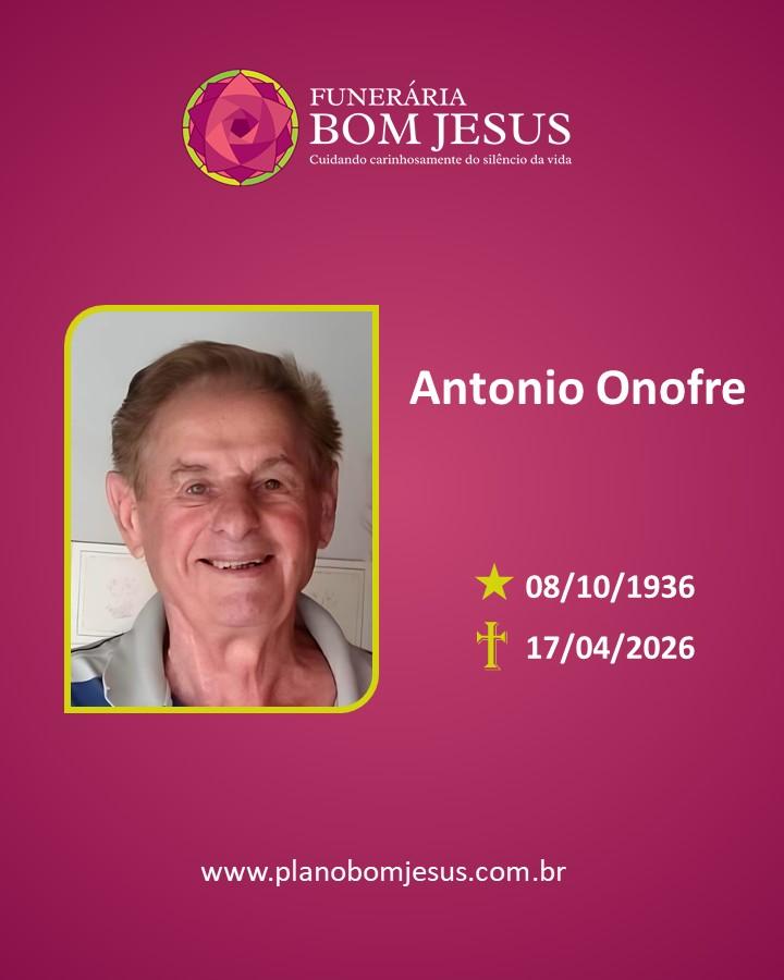 A Funerária Bom Jesus comunica o falecimento do Sr. Antonio Onofre.