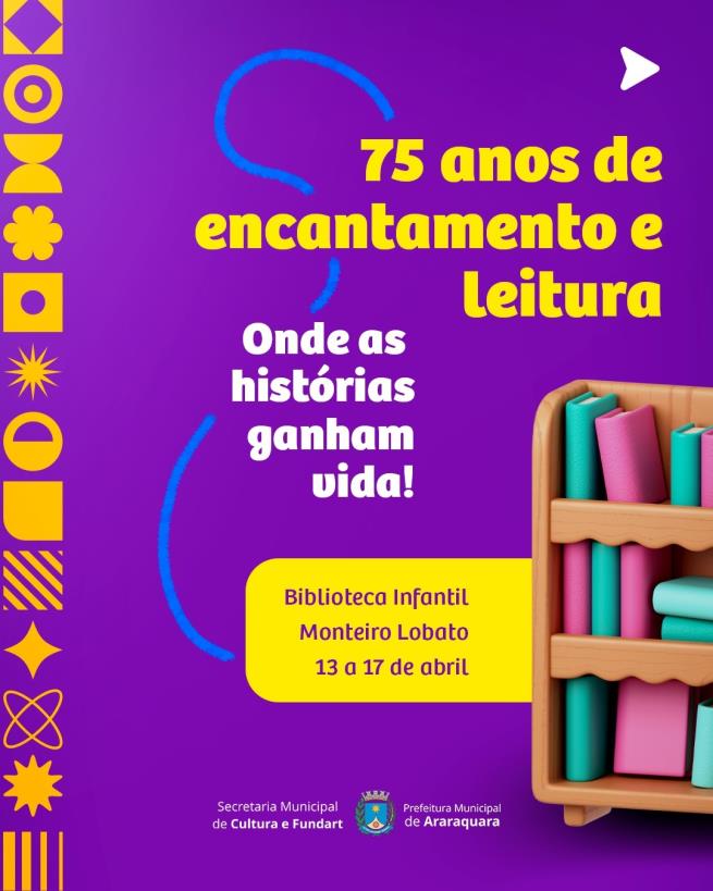 Biblioteca Monteiro Lobato finaliza celebração de 75 anos nesta sexta-feira (17) com festa especial