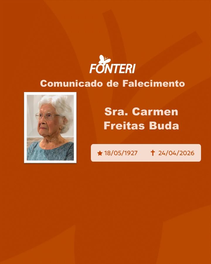 Com pesar, nos despedimos da Sra. Carmen Freitas Buda