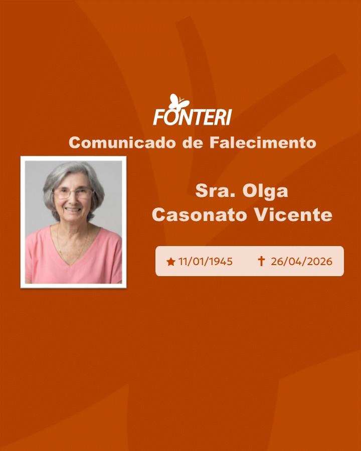 Com pesar, nos despedimos da Sra Olga Casonato Vicente 