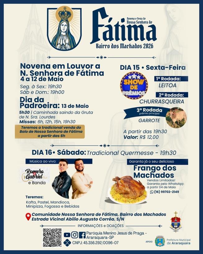 Comunidade Nossa Senhora de Fátima nos Machados anuncia festa tradicional