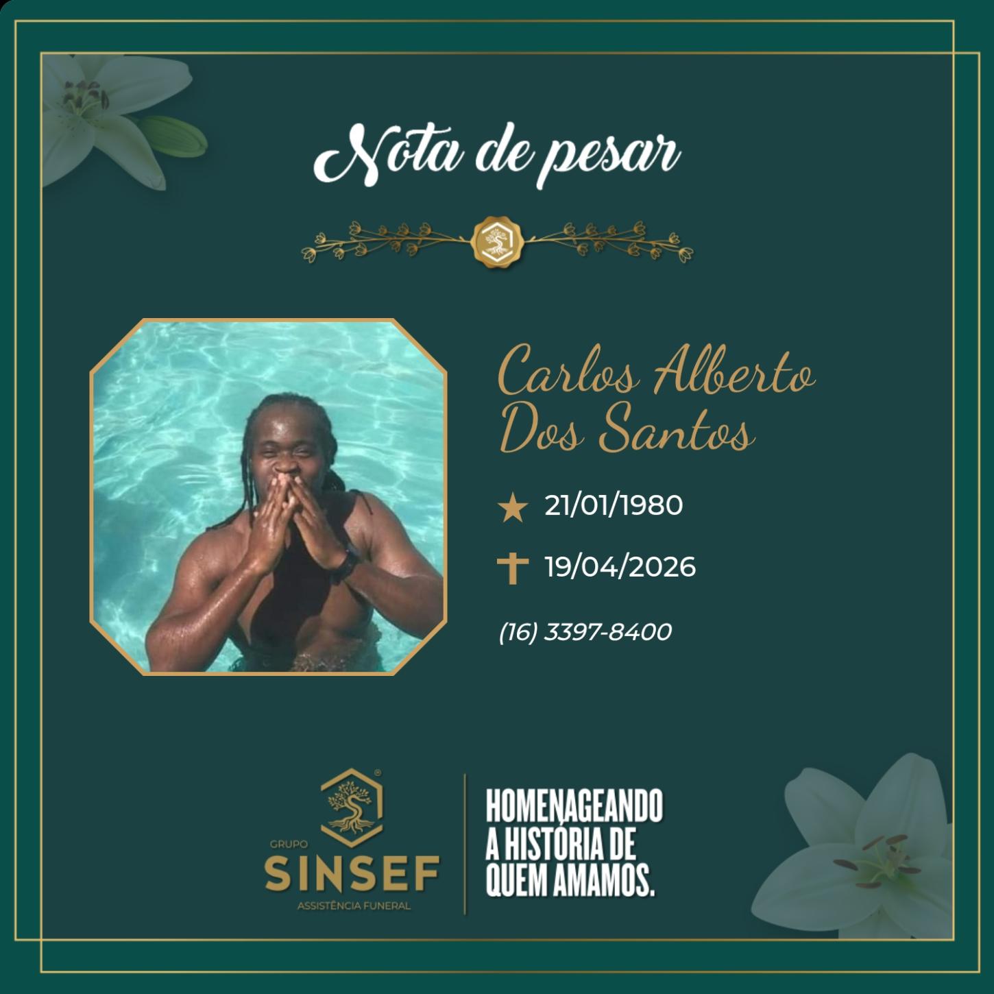 O Grupo Sinsef comunica o falecimento do Sr. Carlos Alberto dos Santos 