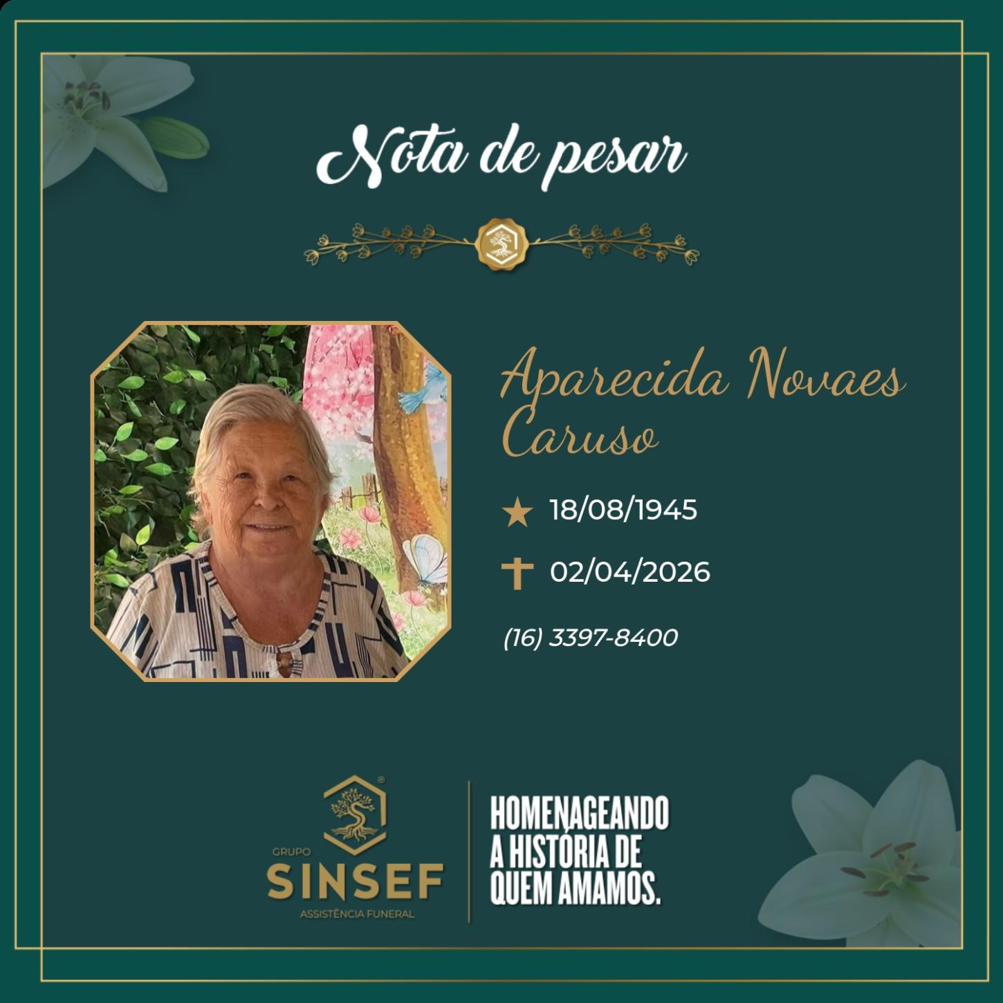 O Grupo Sinsef se despede da Sra. Aparecida Novaes Caruso 