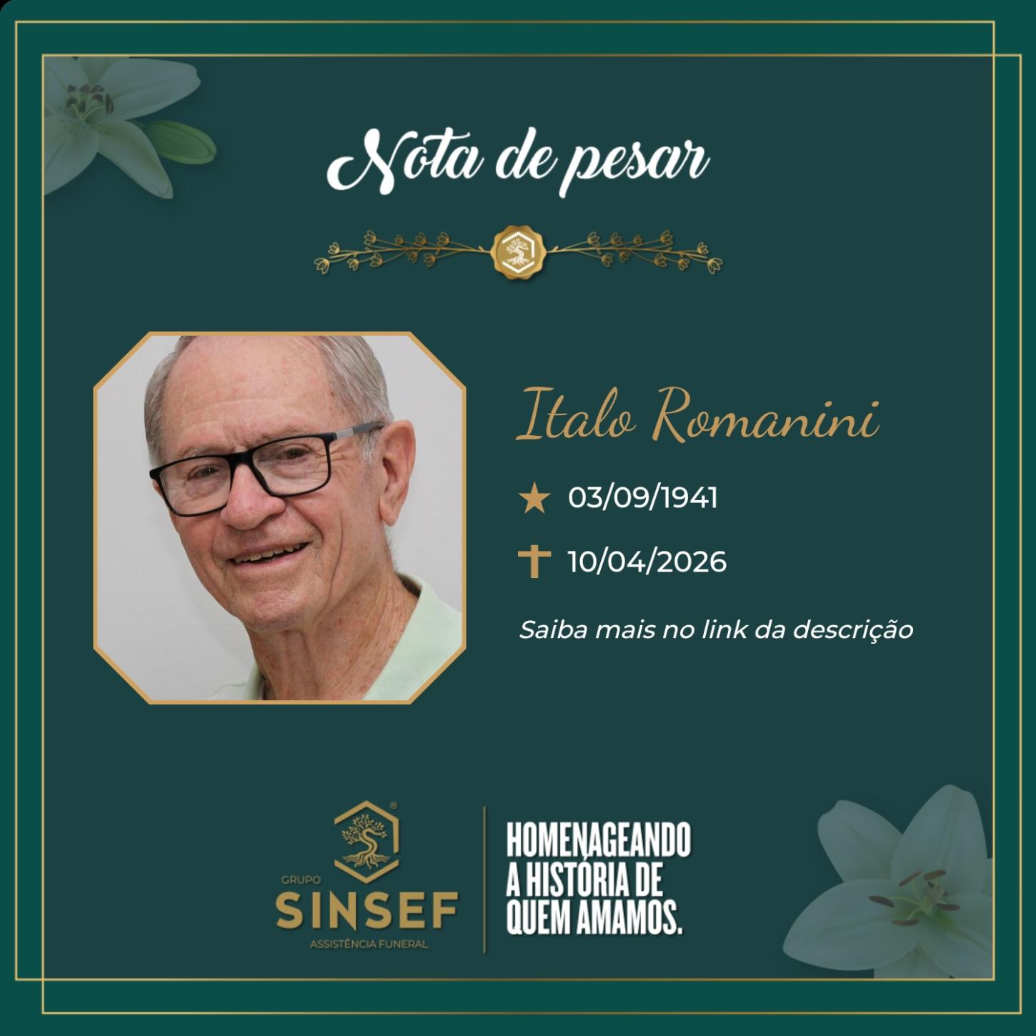 O Grupo Sinsef se despede do Sr. Italo Romanini 