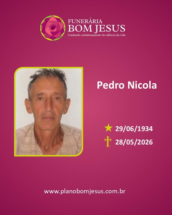 A Funerária Bom Jesus comunica o falecimento da Sr. PEDRO NICOLA 