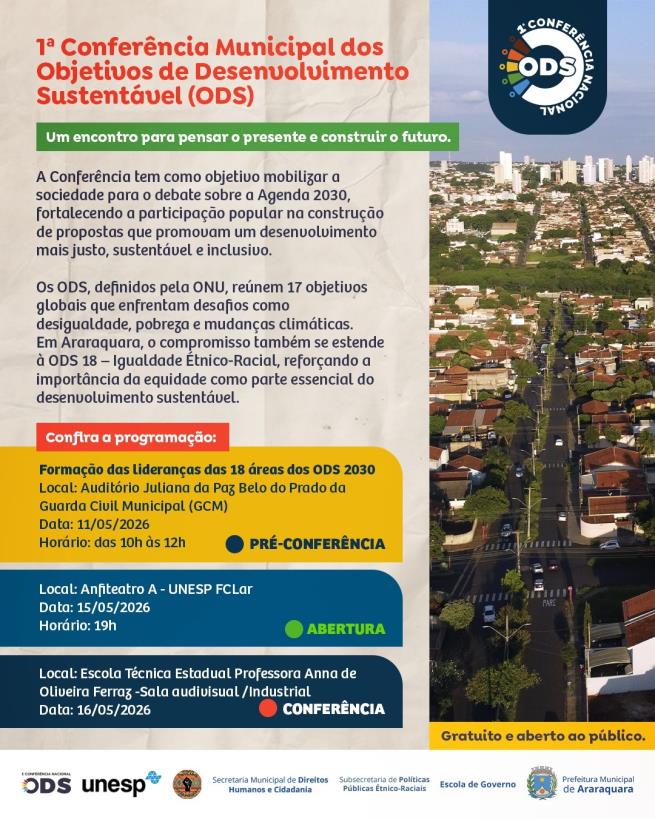 Conferência Municipal sobre ODS será realizada em Araraquara