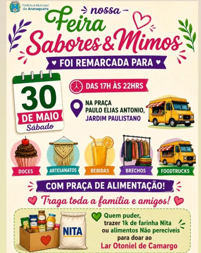 Feira “Sabores & Mimos” acontece neste sábado (30) no Jardim Paulistano