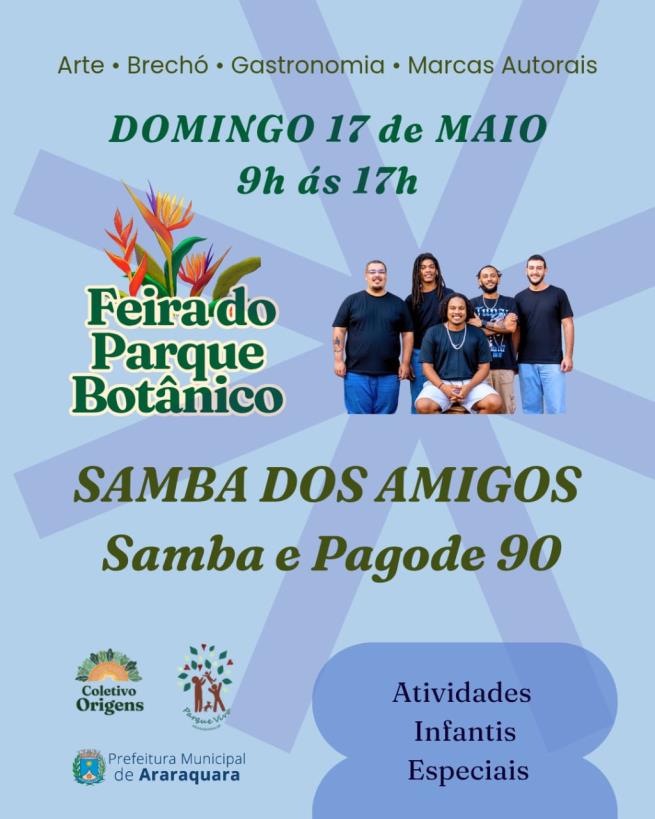 Grupo Samba dos Amigos anima a Feira do Botânico neste domingo