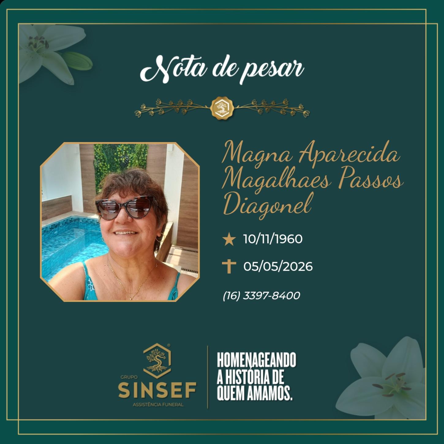 O Grupo Sinsef se despede de Magna Aparecida Magalhães Passos Diagonel 