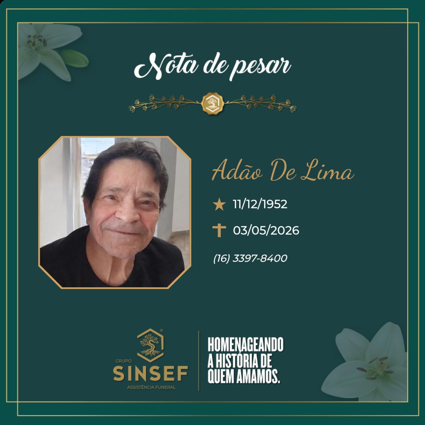 O Grupo Sinsef se despede do Sr. Adão de Lima 
