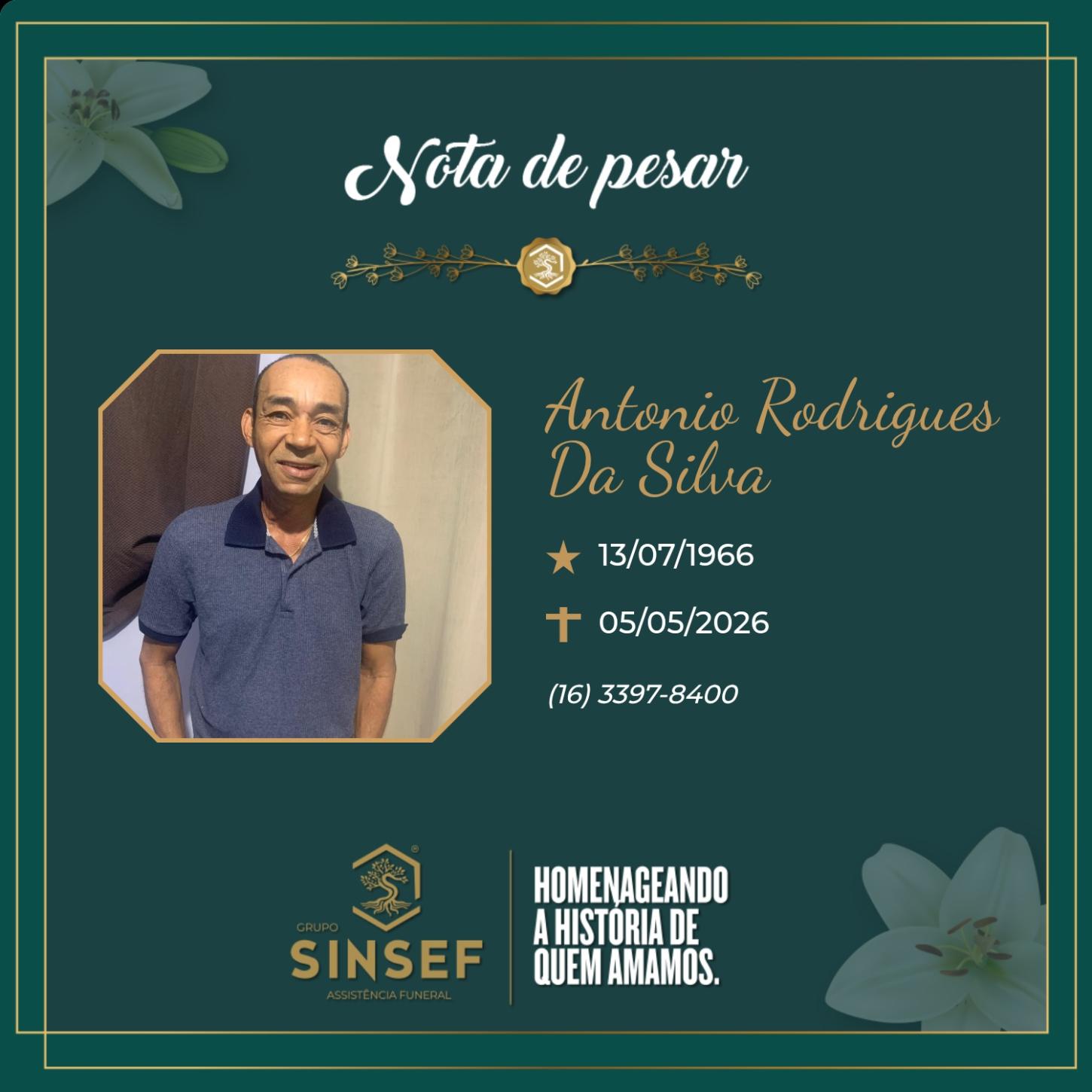 O Grupo Sínsef se despede do Sr. Antonio Rodrigues da Silva 