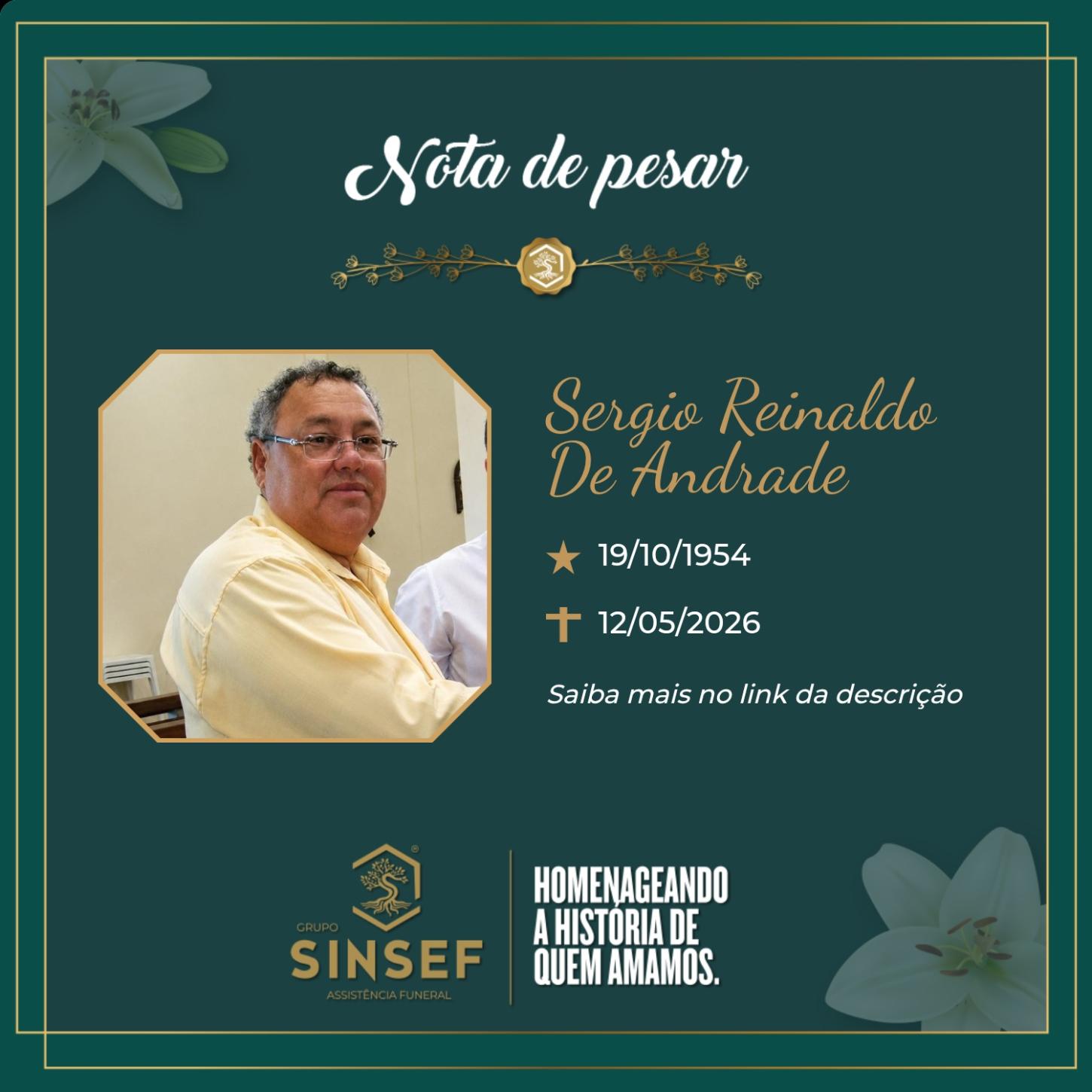 O Grupo Sinsef se despede do Sr. Sergio Reinaldo de Andrade 