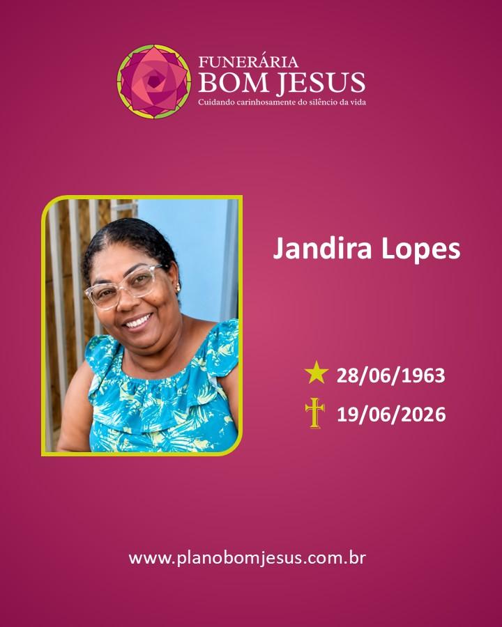 A Funerária Bom Jesus comunica o falecimento da Sra. Jandira Lopes.