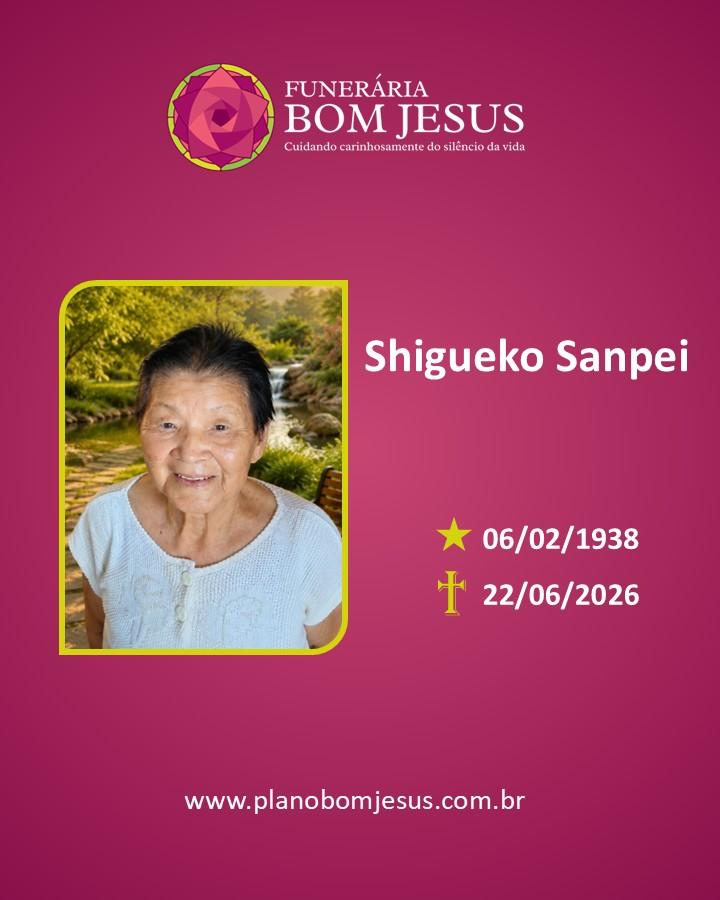 A Funerária Bom Jesus comunica o falecimento da Sra. Shigueko Sanpei.