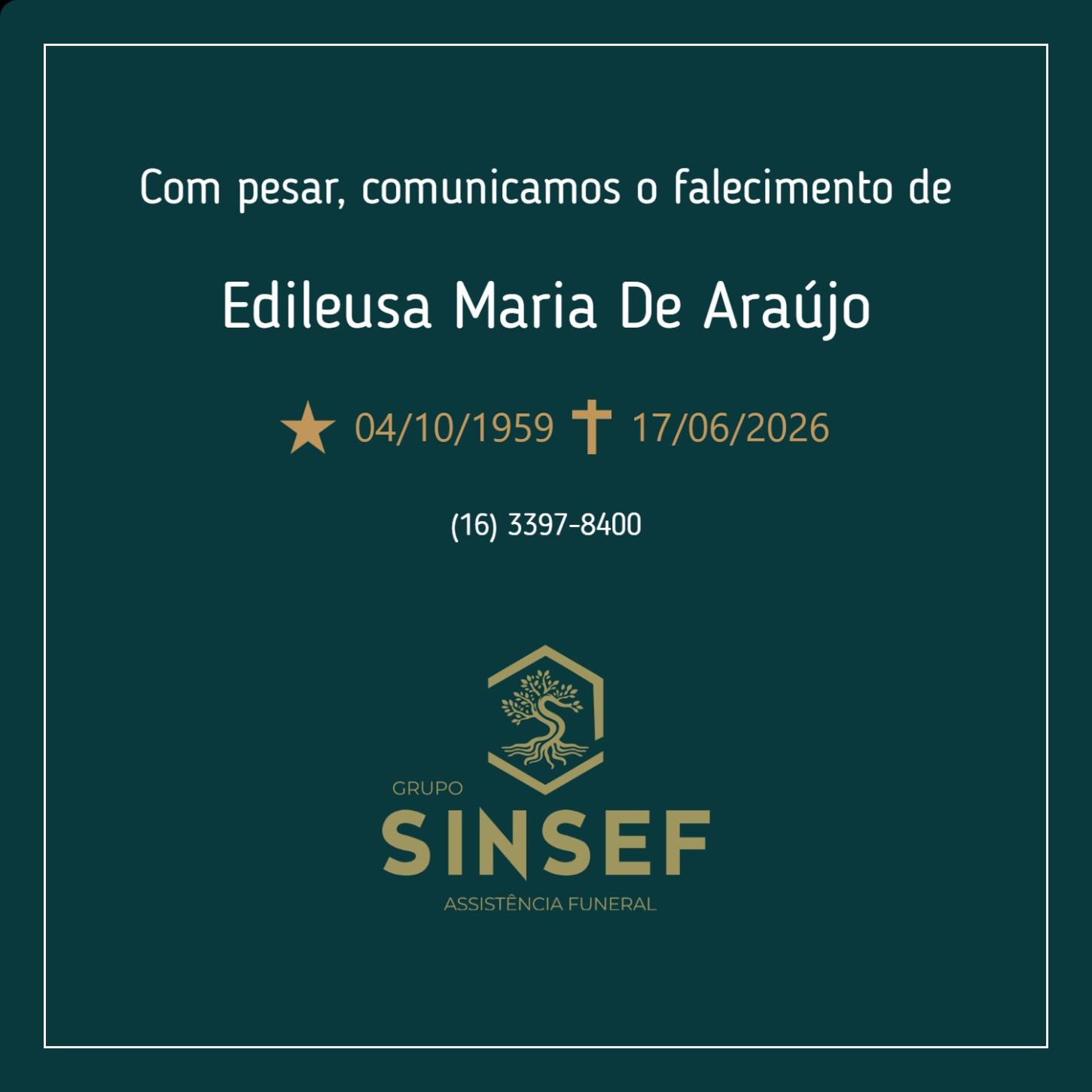 Grupo Sinsef se despede da Sra. Edileusa Maria de Araujo
