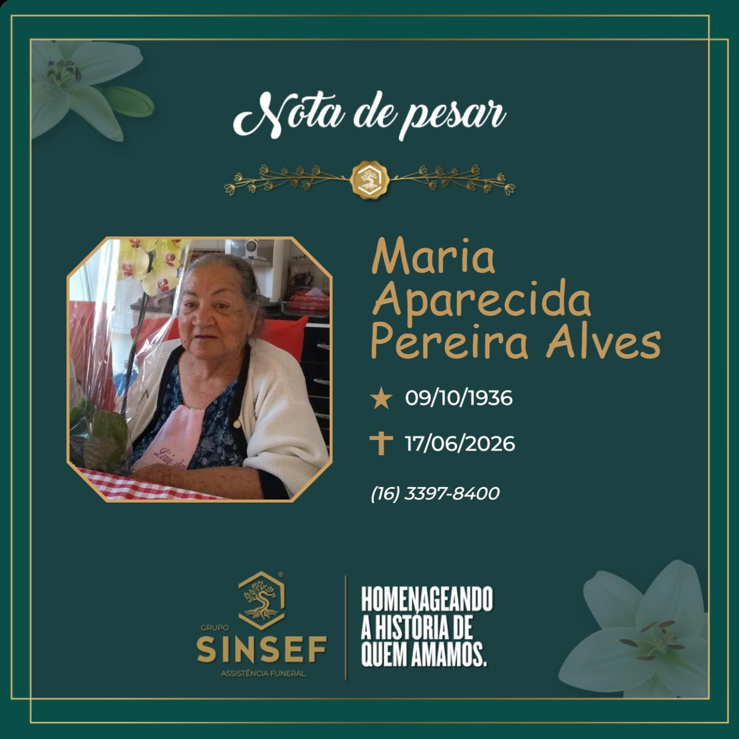Grupo Sinsef se despede da Sra. Maria Aparecida Pereira Alves