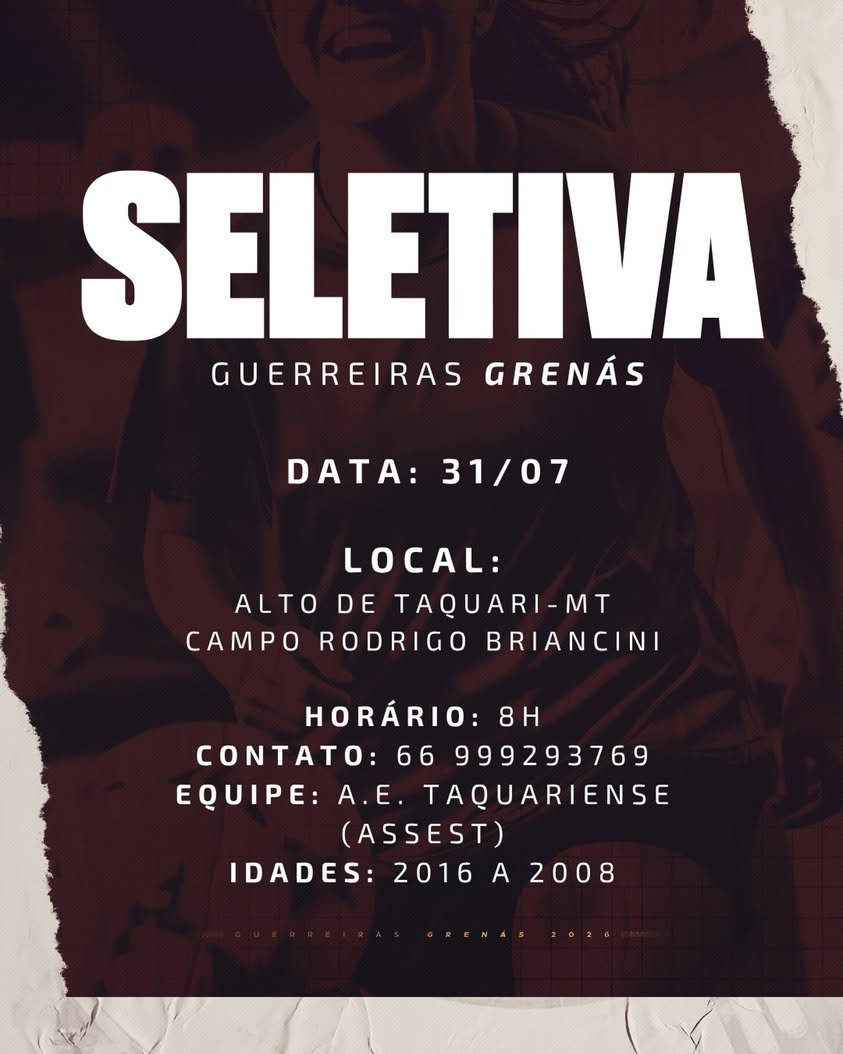 Guerreirinhas Grenás abrem seletiva em Alto de Taquari, Mato Grosso