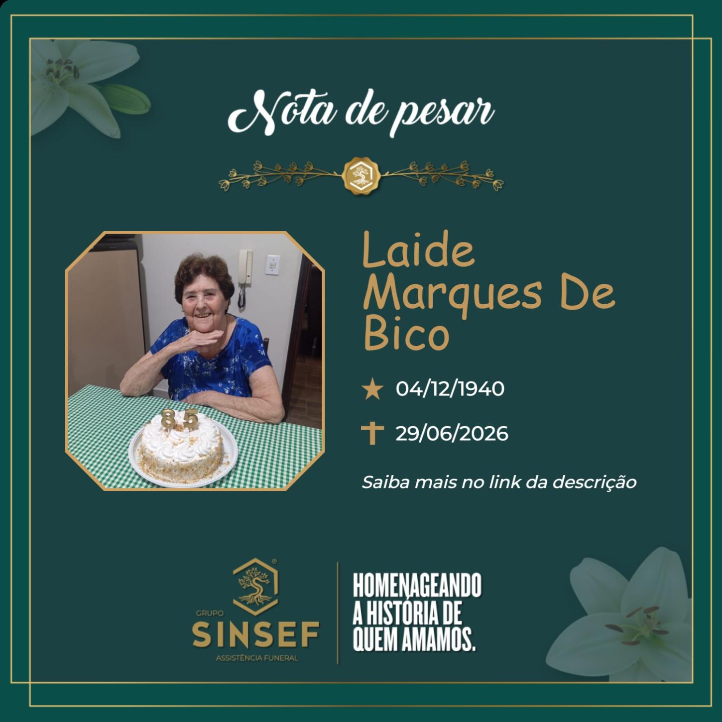 O Grupo Sinsef se despede da Sra. Laide Marques de Bico