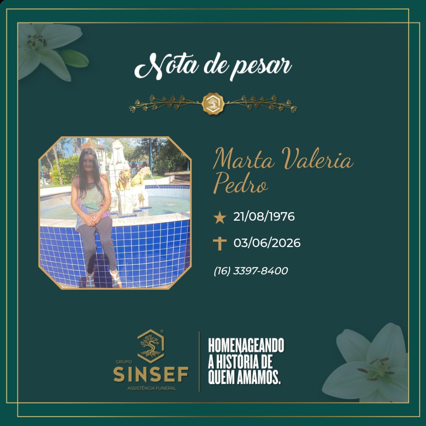 O Grupo Sinsef se despede da Sra. Marta Valeria Pedro 