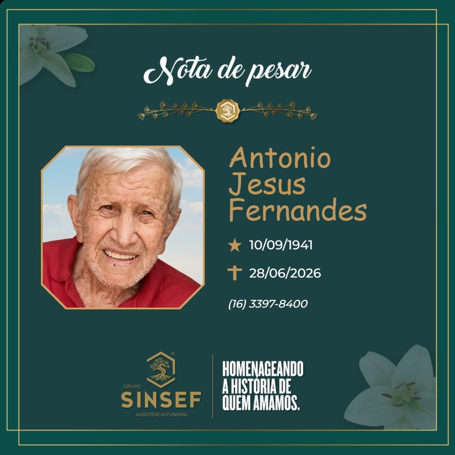 O Grupo Sinsef se despede do Sr. Antônio Jesus Fernandes