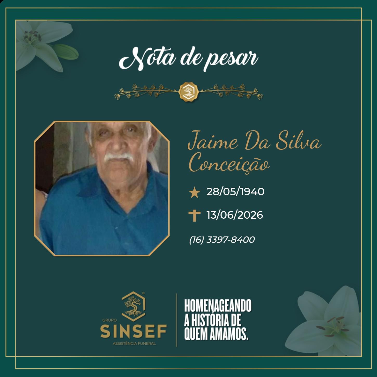 O Grupo Sinsef se despede do Sr. Jaime da Silva Conceição