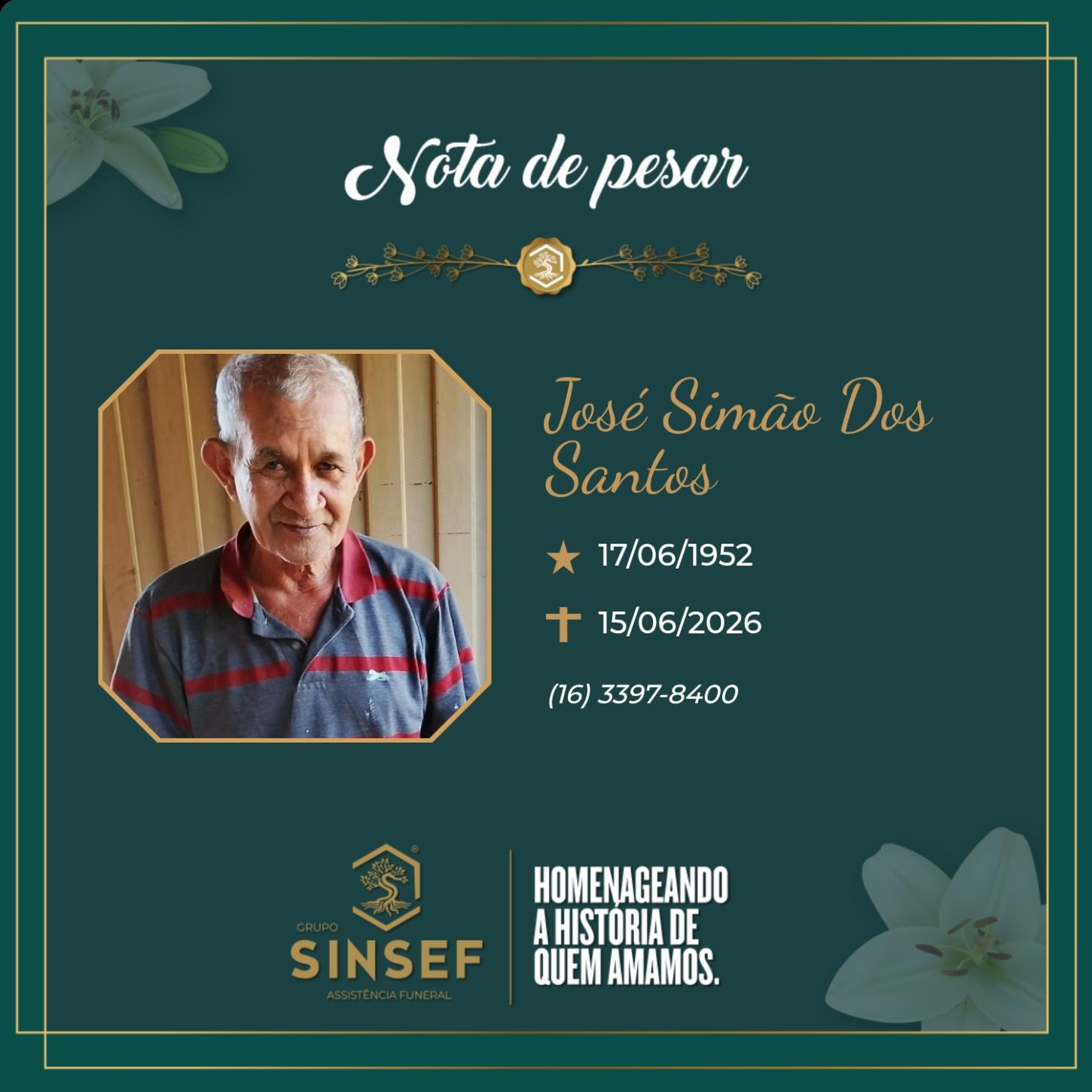 O Grupo Sinsef se despede do Sr. José Simão dos Santos 