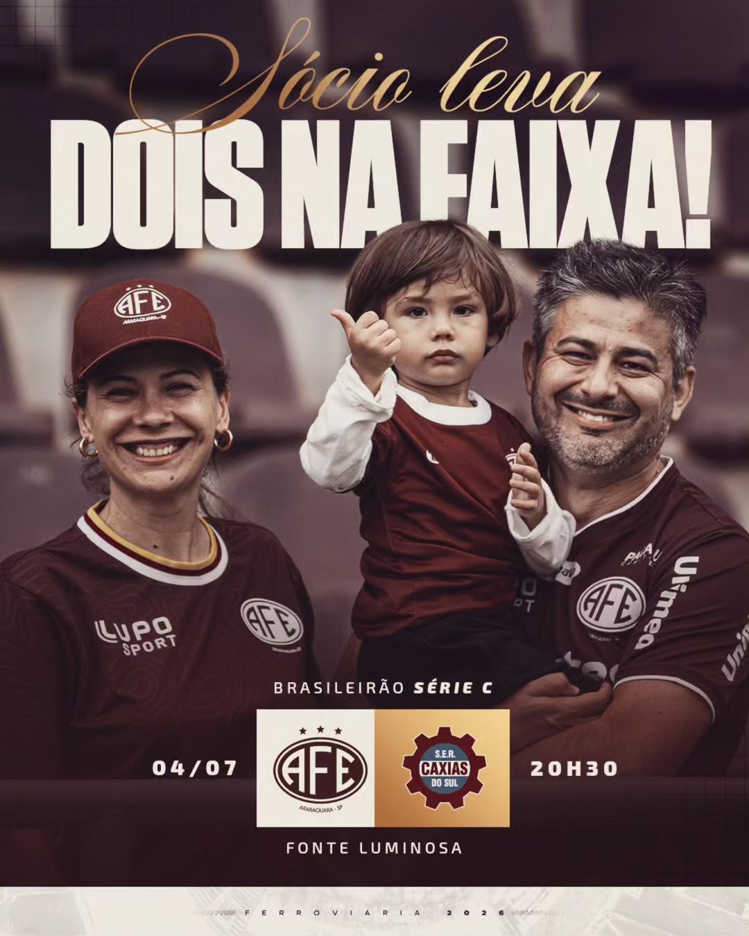Sócio da Locomotiva Grená pode levar dois convidados gratuitamente para o jogo da CBF Série C neste sábado