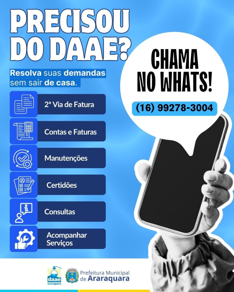 DAAE Araraquara amplia leque de serviços oferecidos via WhatsApp