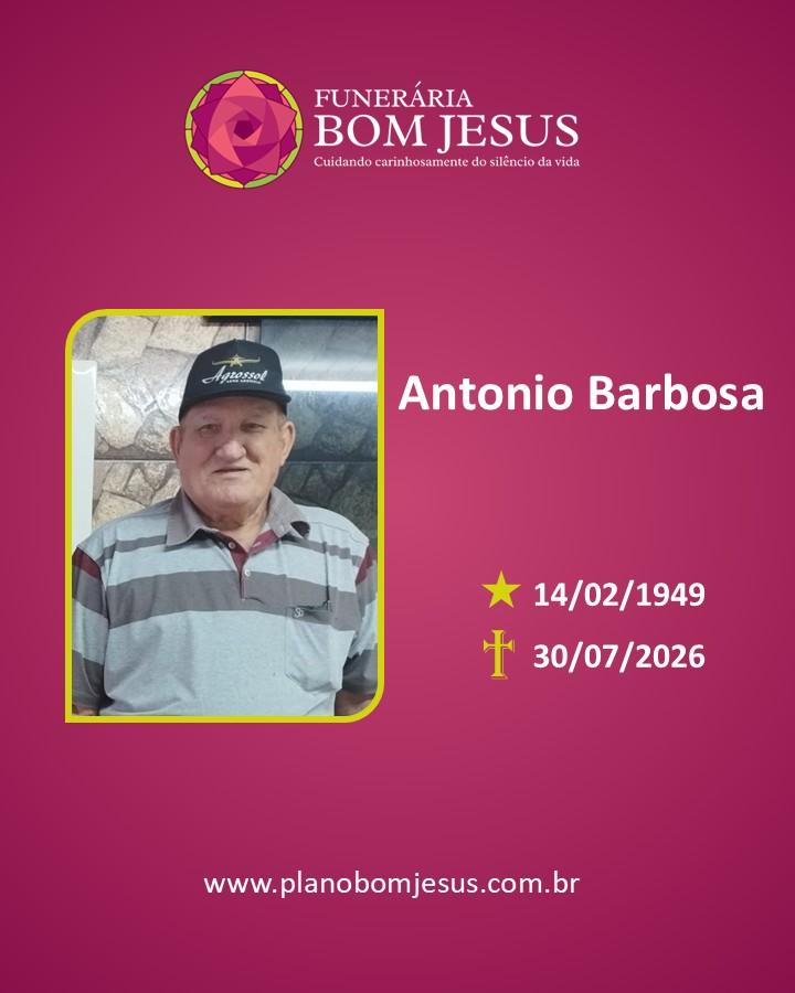 A Funerária Bom Jesus comunica o falecimento do Sr. Antonio Barbosa.
